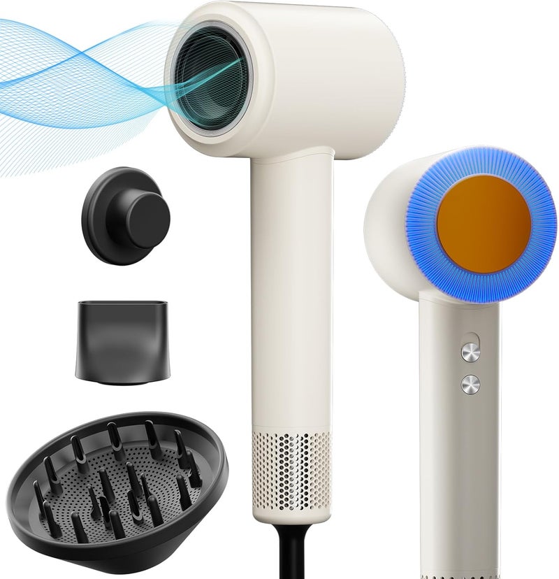 CNMSGM Hair Dryer, 160000 RPM Professional High-Speed Blow Dryer 2 Billion Negative Ionic Care Hair Dryer (White) - Image 1